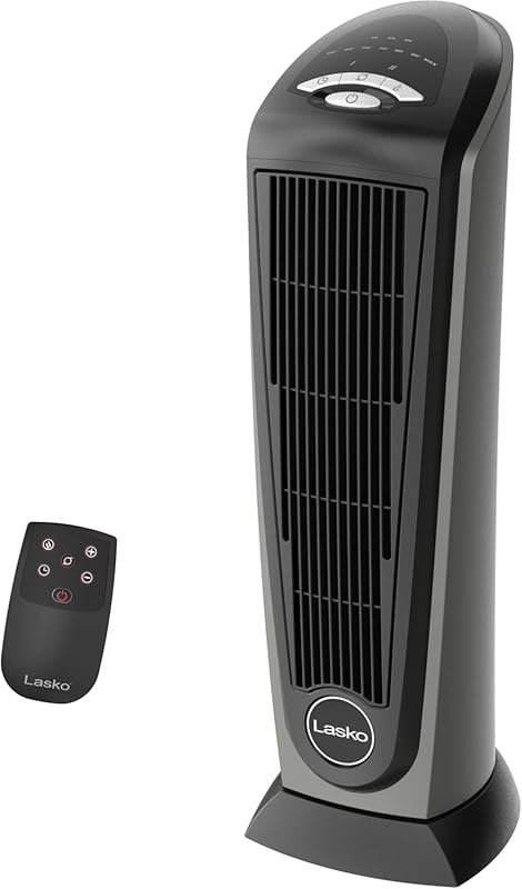 Lasko Portable 1500W Ceramic Tower Space Heater for Office: Remote, Th