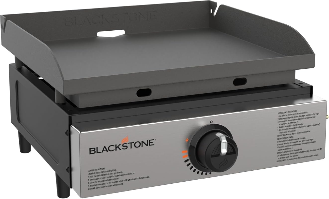 Blackstone 1971 Portable Flat Top Griddle, 17 Inch, with Stainless Ste