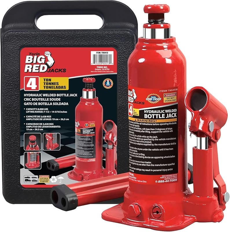 Torin T90413 Big Red Hydraulic Bottle Jack with Carrying Case, 4 Ton  