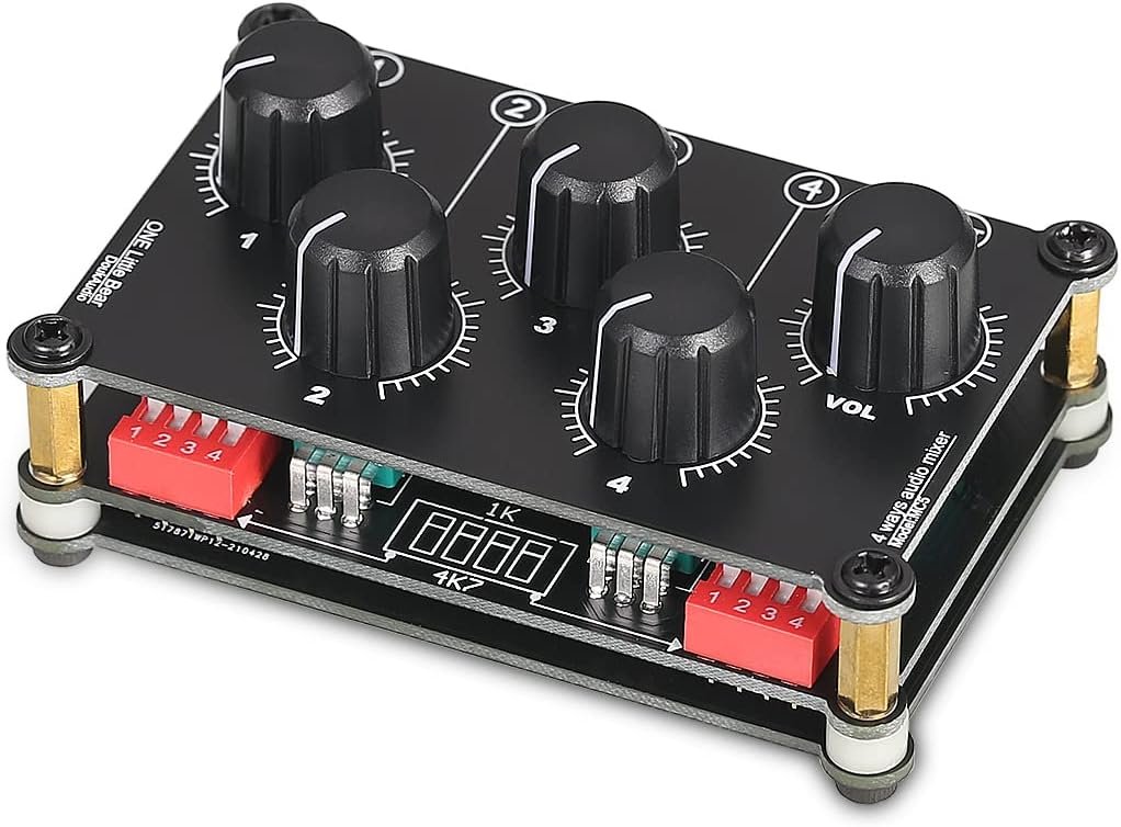 Little Bear MC5 Portable Passive 4 Channel Stereo Audio Mixer with Low