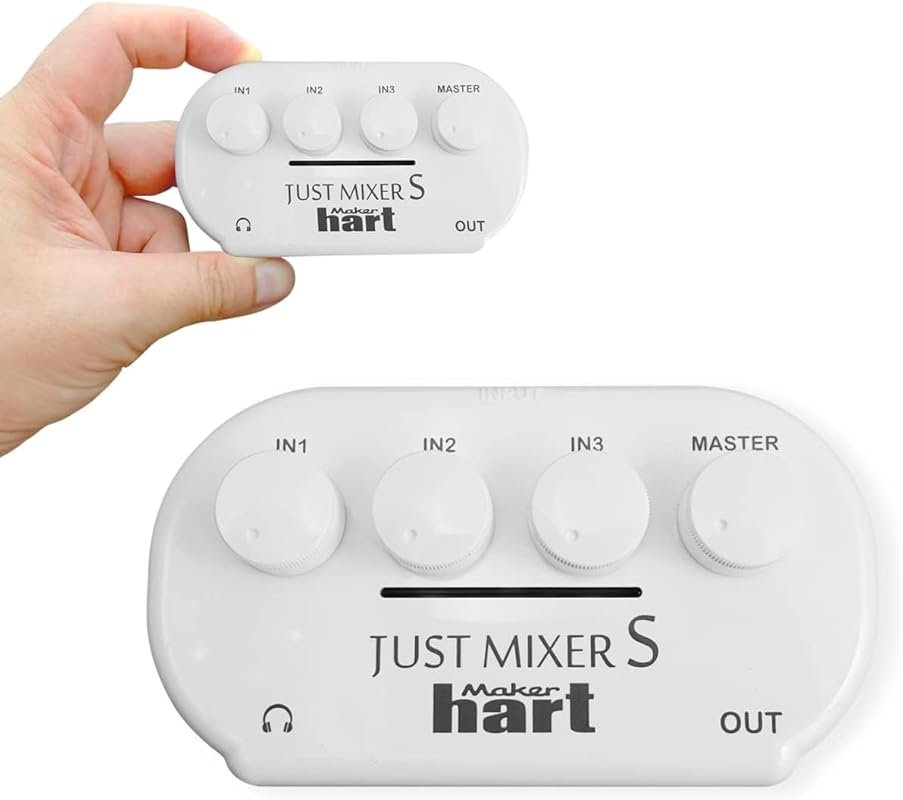 Maker hart JUST Mixer S Portable 3 Channel Stereo Audio Mixer with Bat