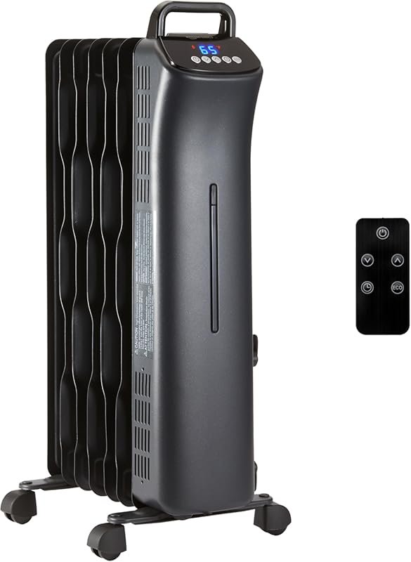 Amazon Basics Oil Space Heater with Remote Control, Portable Radiator