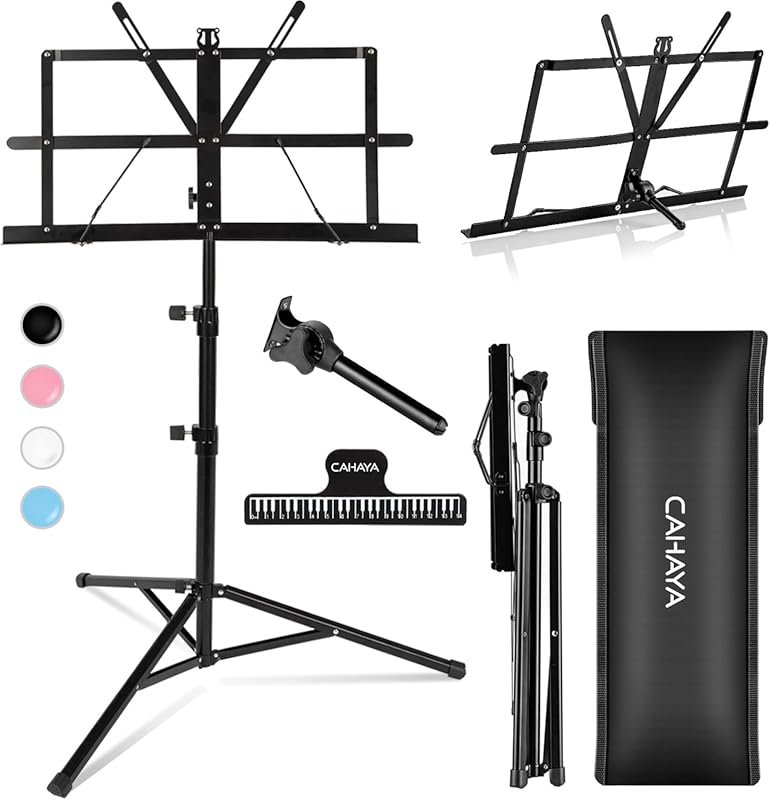 CAHAYA Portable Music Stand: Dual-Use Desktop Holder, Folding, Lightwe