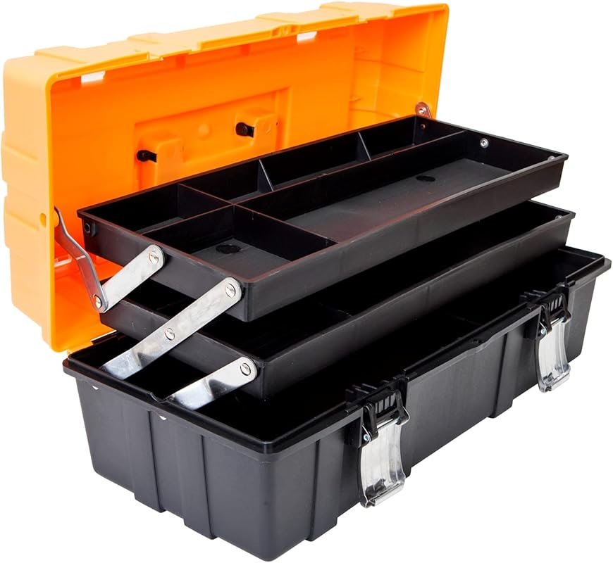 Torin 17-Inch Plastic Tool Box,3-Tiers Multi-Function Storage Portable