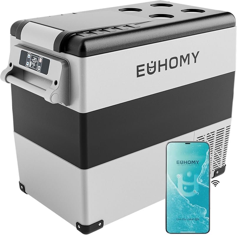 EUHOMY 59 Quart 12V Portable Refrigerator Freezer with APP Control, AC