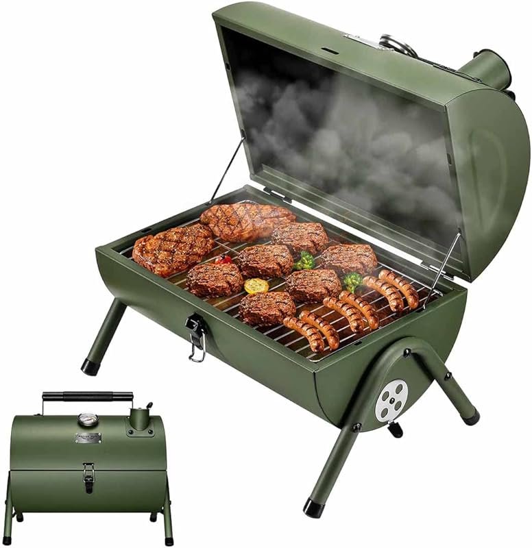 Best Portable Smoker for Camping – Adjustable Metal Charcoal Grill for