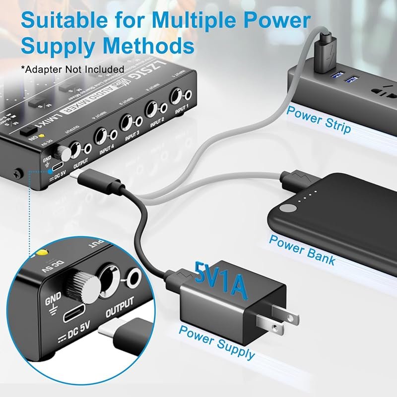 LZSIG Portable 4-Channel Stereo Line Mixer for Sub-Mixing Instruments 