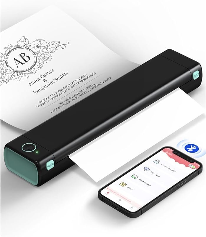 Phomemo M08F Portable Wireless Inkless Thermal Printer, Bluetooth, Sup