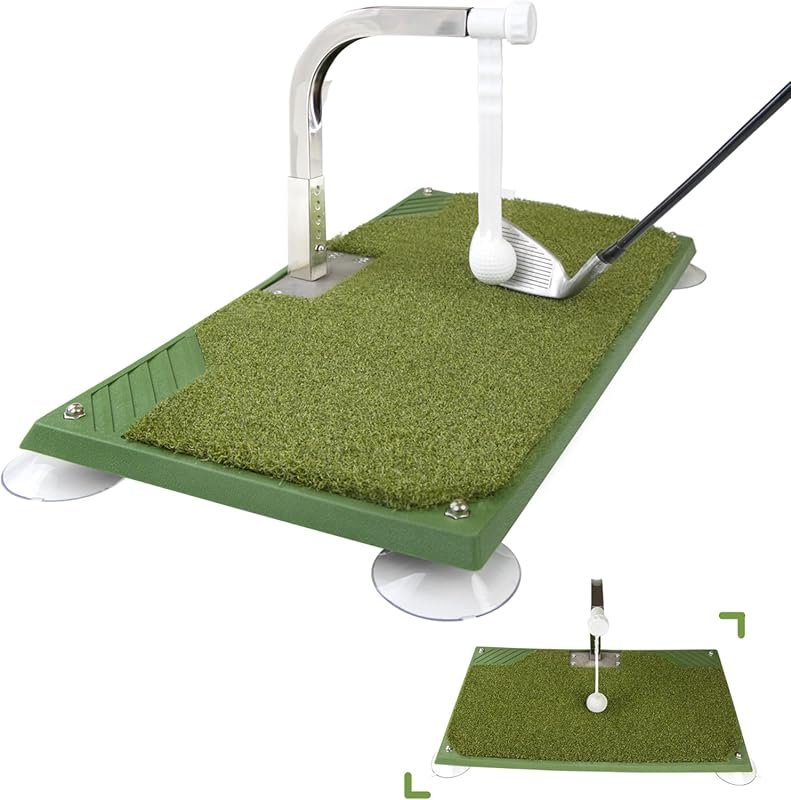 Portable Golf Swing Practice Mat and Indoor Simulator with 5 Height Ad