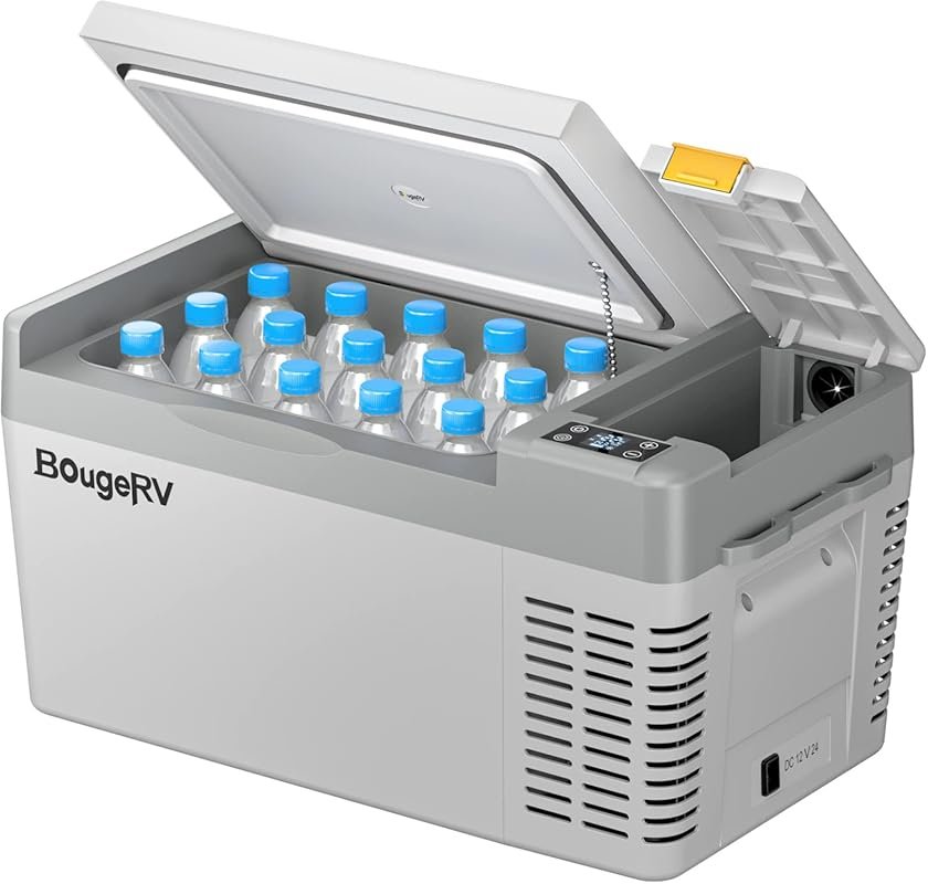 BougeRV 12V 21 Quart Portable Refrigerator and Freezer with Compressor
