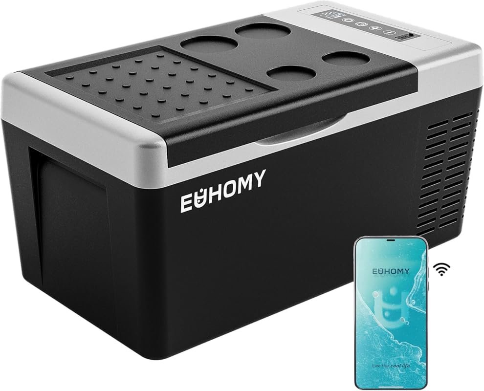 EUHOMY 19QT Portable Car Refrigerator: Compressor Cooler with APP Cont