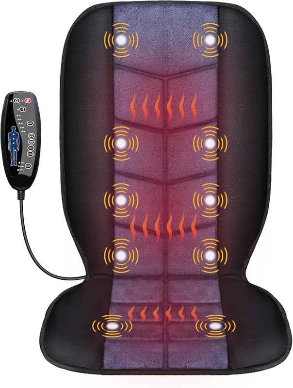 Massage Chair Pad: Back Massager with Heat, 10 Vibration Motors, and T