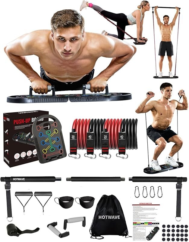 Portable Foldable Push Up Board: 20-in-1 Bar and Handles for Home Gym 