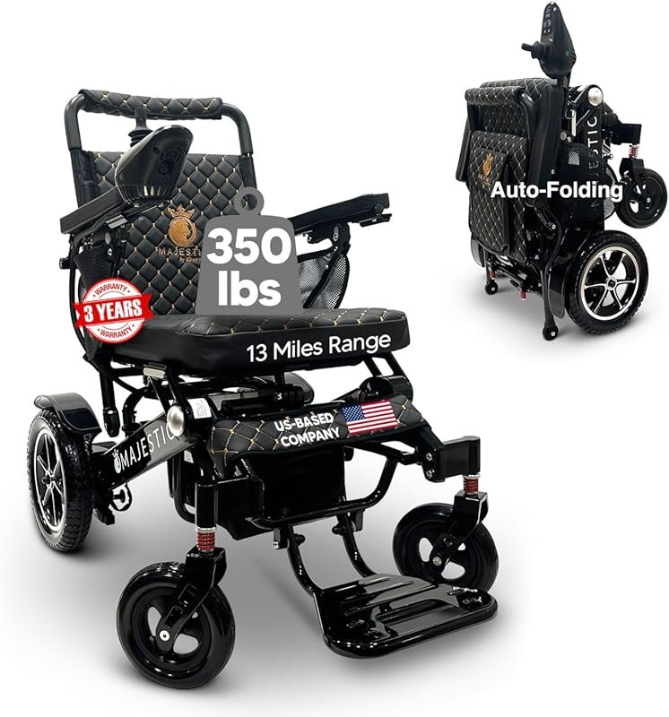 Auto Folding Electric Wheelchair for Adults, 350 lbs Capacity, Long Ba