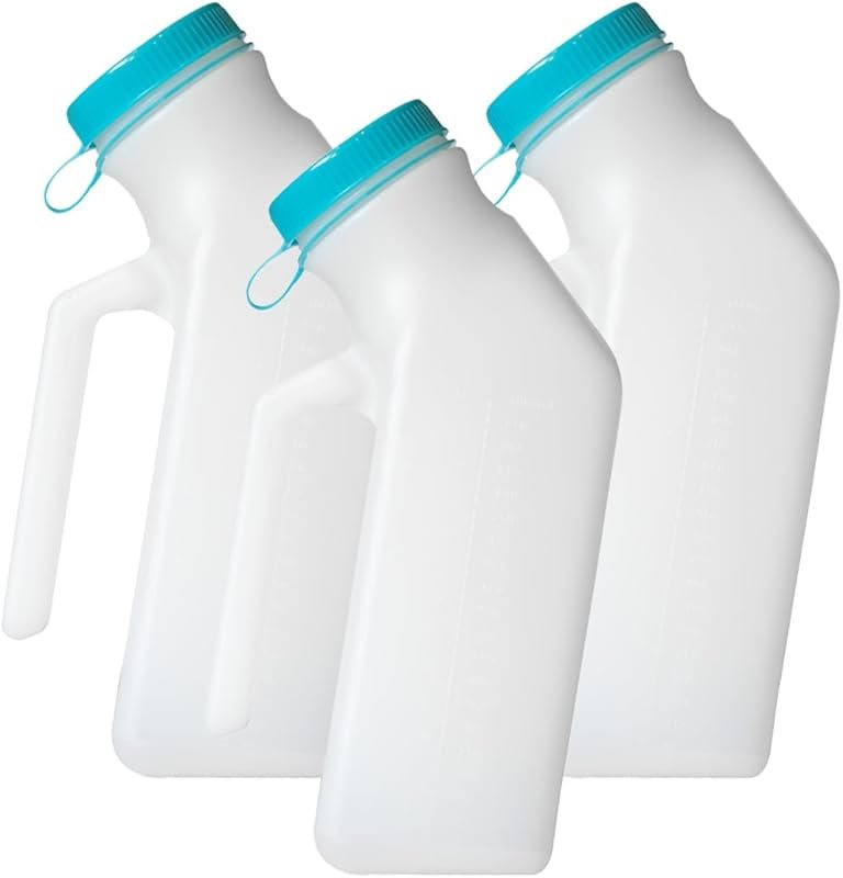 1000ml Spill-Proof Portable Urinal for Men: Glow-in-Dark Pop Cap Lid,