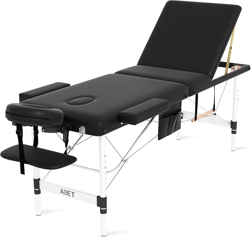 ABET Massage Table, 3 Fold Portable Professional Lash Tattoo Spa Bed, 