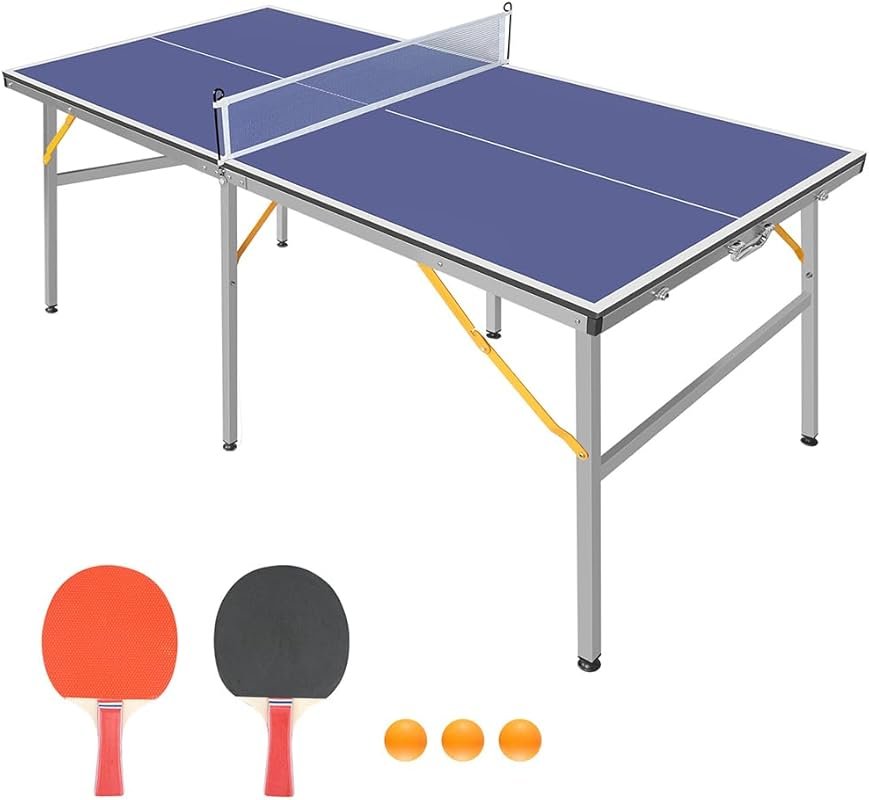6ft Foldable Ping Pong Table with Aluminum Frame and Rubber Suckers fo