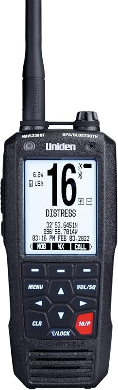 Uniden MHS338BT Floating Handheld Marine VHF Radio, 6 Watts, GPS, Blue