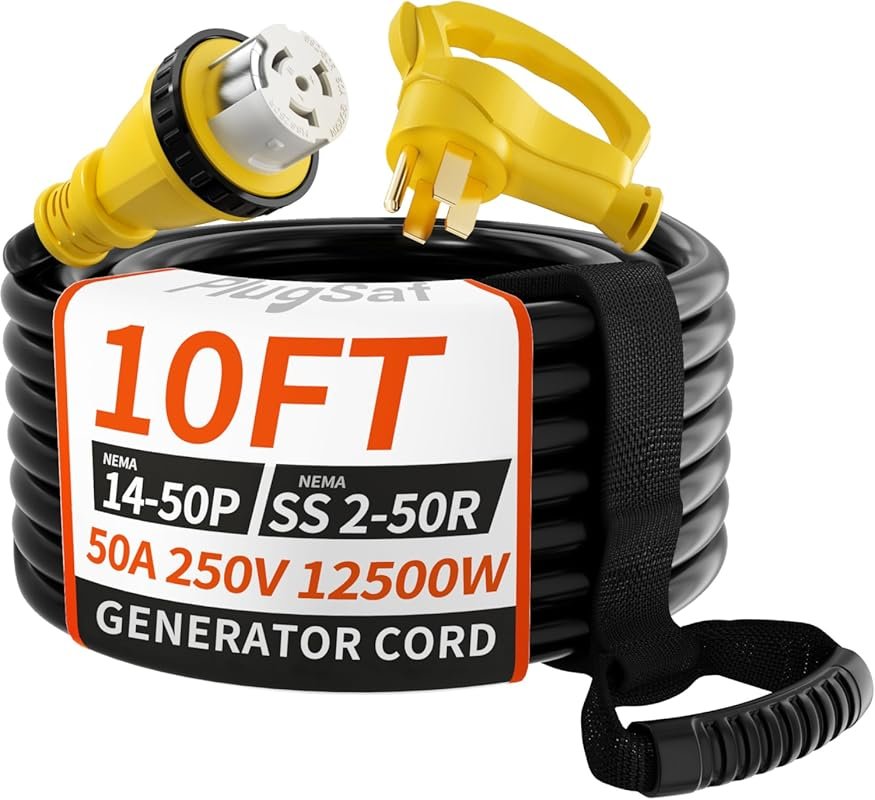 10FT 50 Amp Heavy Duty Generator Cord and RV Extension Cable with Twis