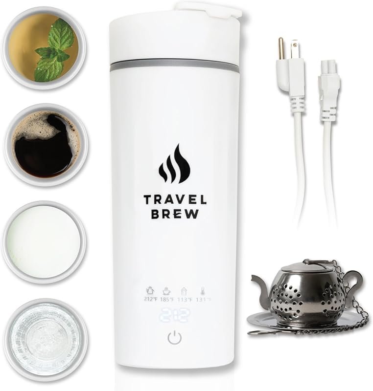 Portable Mini Electric Travel Kettle with Infuser, 4 Temperatures, Aut