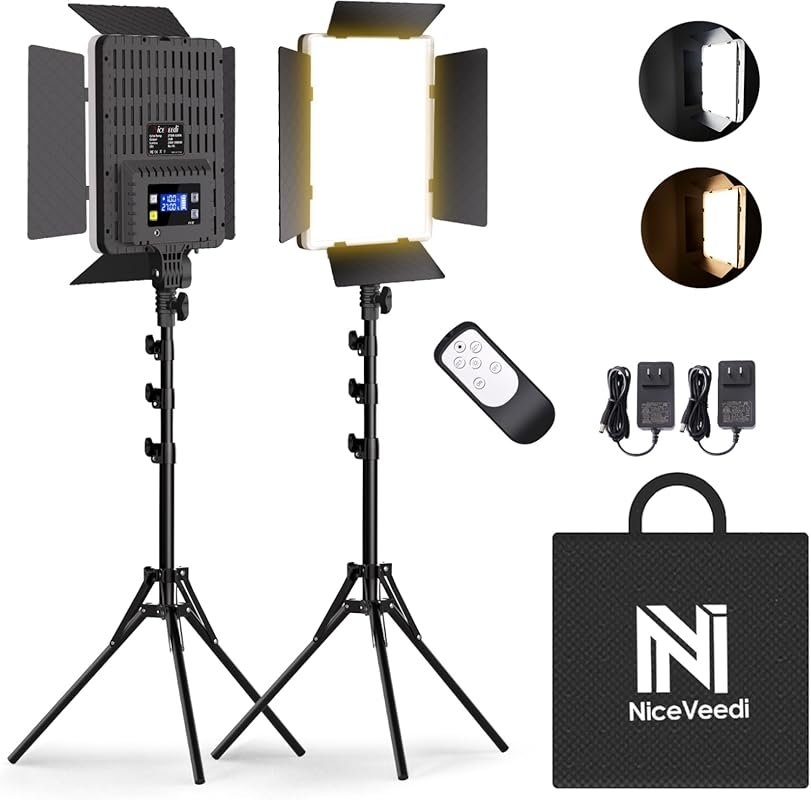 Portable Dimmable Bi-Color LED Photography Lighting Kit, 2700-6500K, w