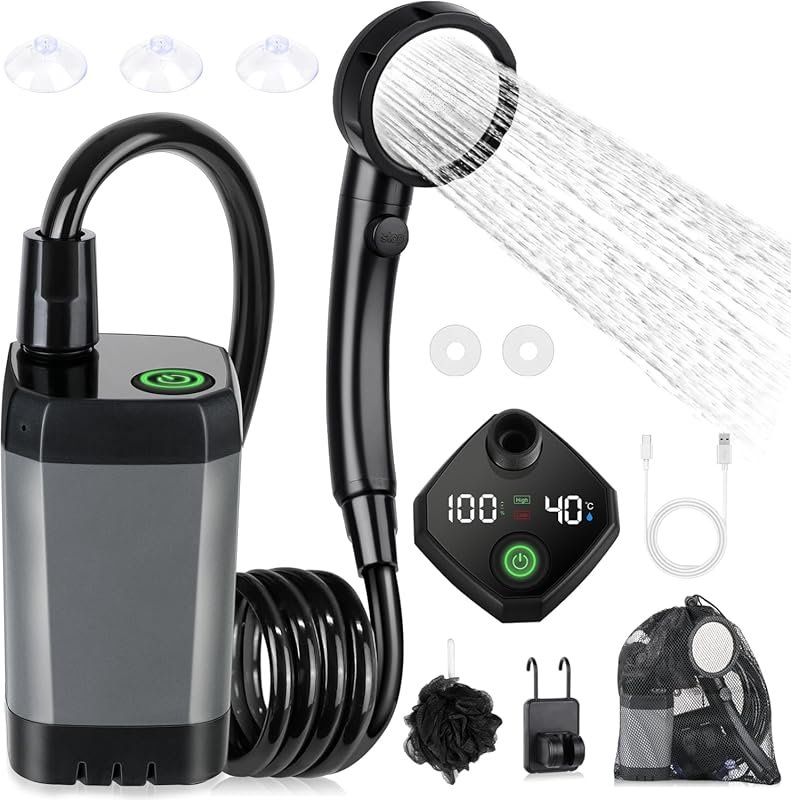 Portable Rechargeable Surf Shower – 6000mAh with 4 Spray Modes for Bea