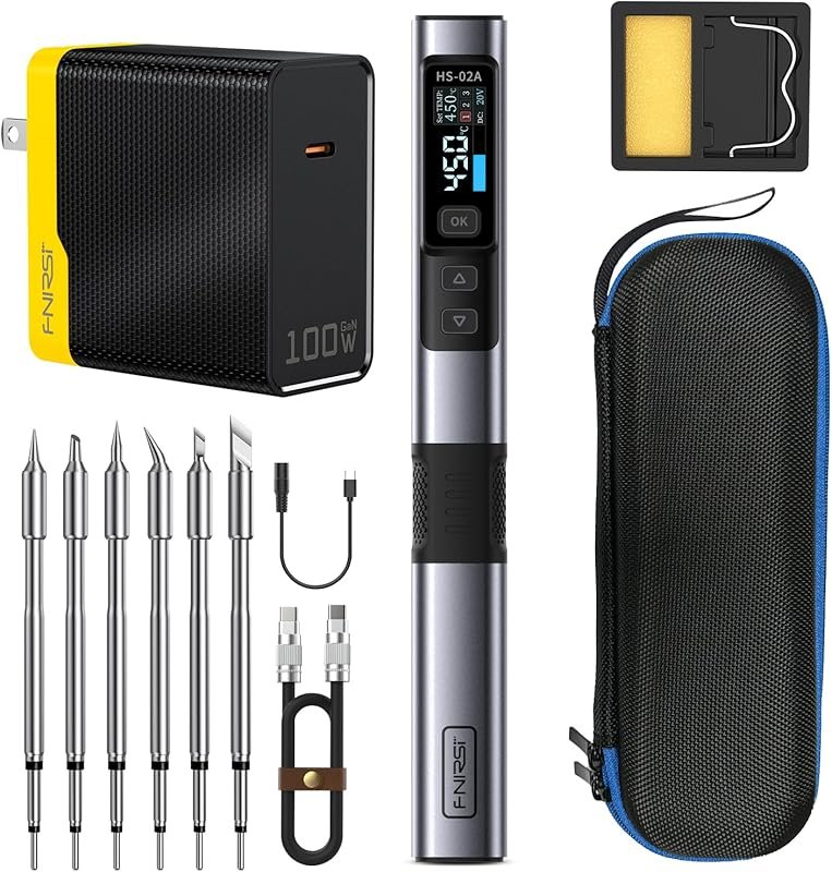 FNIRSI HS-02A Portable Corded Soldering Iron Kit: Smart Digital, Fast 