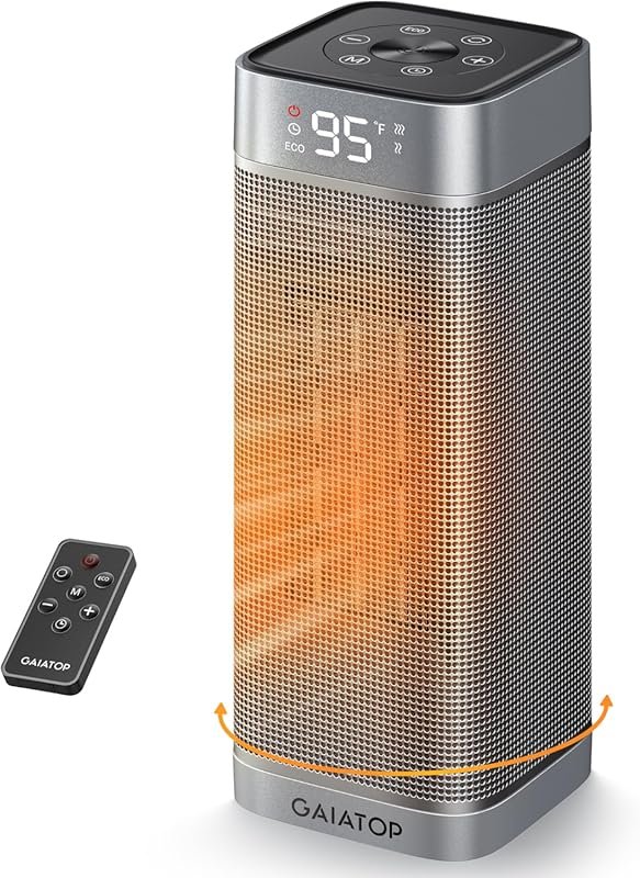 Gaiatop Portable 1500W PTC Ceramic Heater for Bathroom: Fast Heating, 