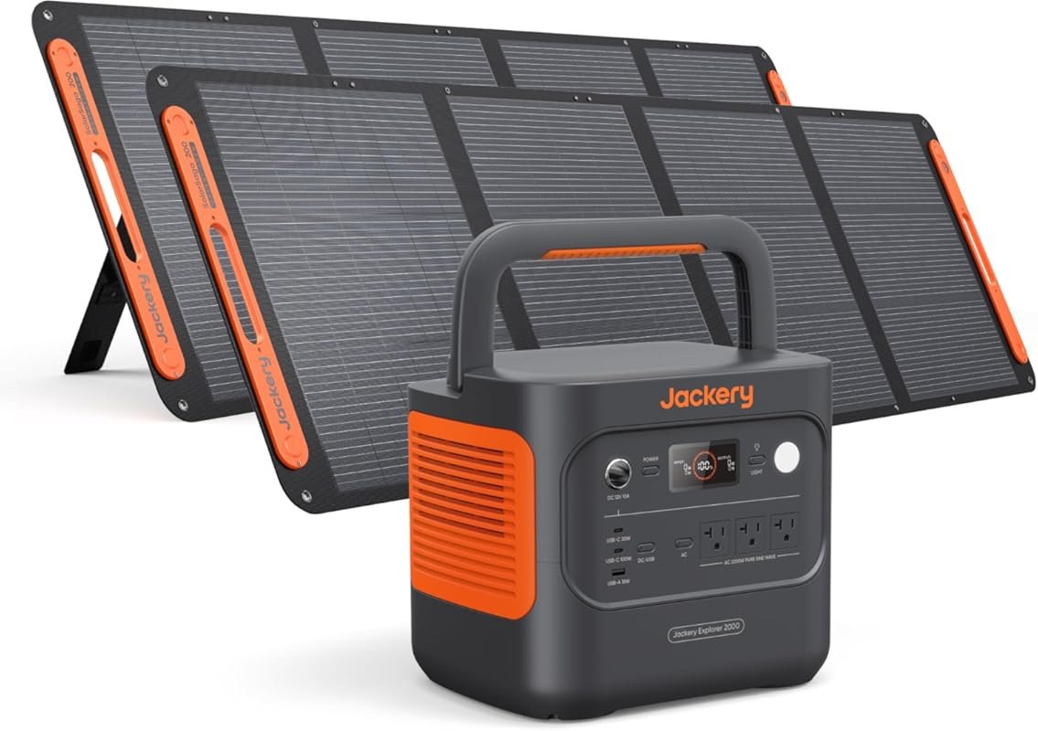 Best Jackery Explorer 2000 Portable Solar Generator for Quiet Home Bac