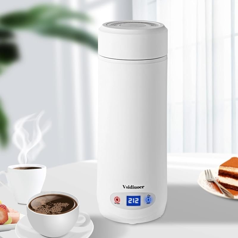 Portable Mini Electric Travel Kettle, 304 Stainless Steel, 5 Temperatu