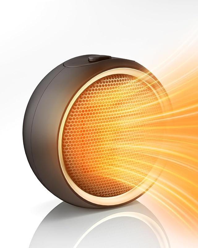 Quiet Portable Mini Desk Heater for Bathrooms, with Tip-Over and Overh