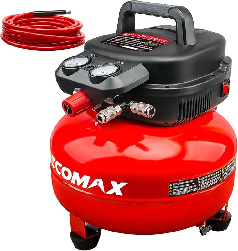 Portable 6 Gallon Pancake Air Compressor, 175 PSI, 1.5 HP, with Hose f