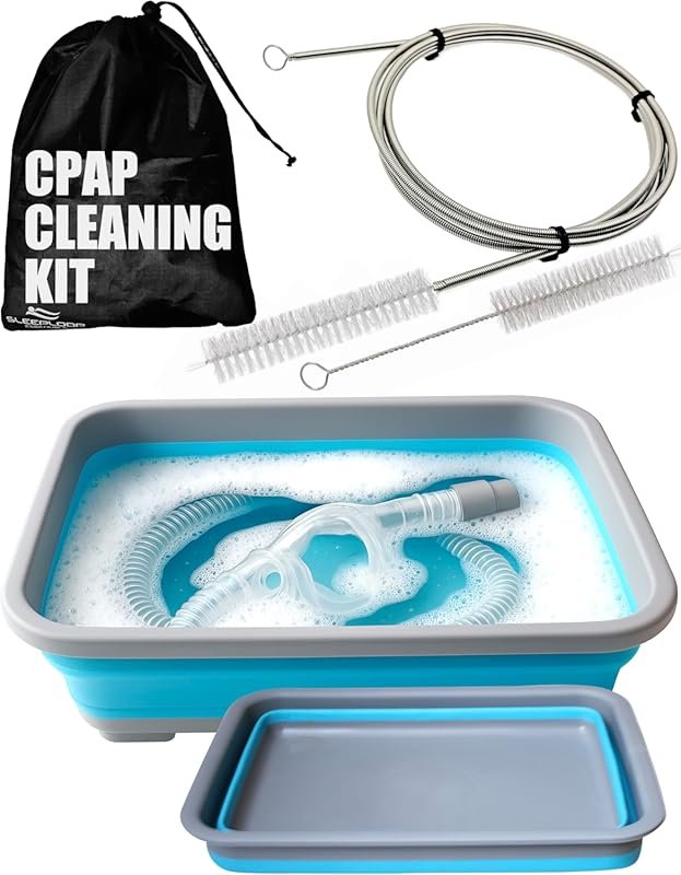 CPAP Cleaning Kit with Hose and Mask Wash Basin, Portable for Camping 