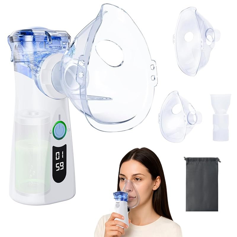 Portable Handheld Nebulizer for Adults & Kids, Auto-Cleaning with LED