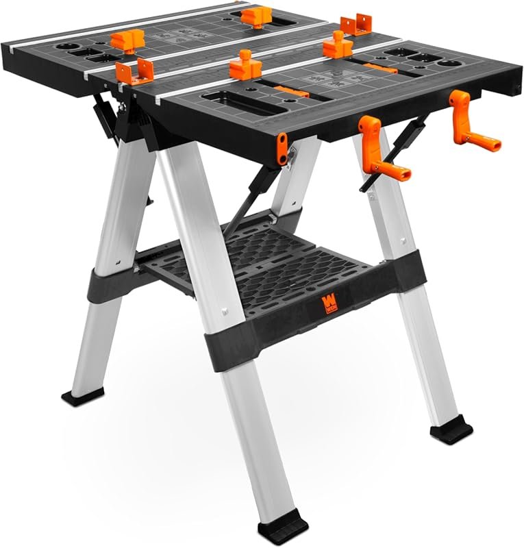WEN 2-in-1 Folding Portable Workbench and Sawhorse with 440lb Capacity