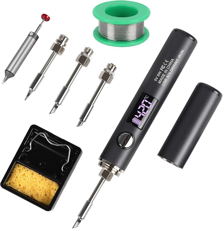 Cordless Soldering Iron Kit, Rechargeable USB-C Soldering Pen with OLE