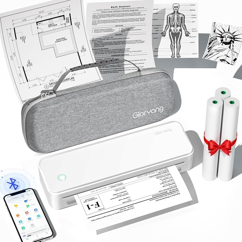 Inkless Portable Wireless Bluetooth Thermal Printer, Supports 8.5x11 I