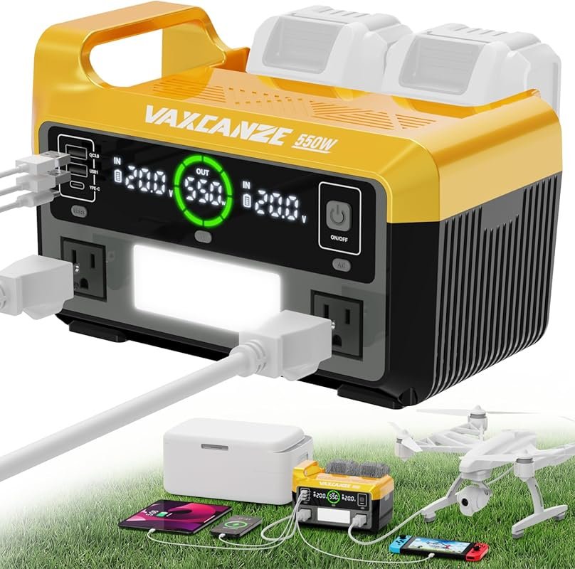 550W Pure Sine Wave Portable Power Station for Dewalt 20V Batteries an