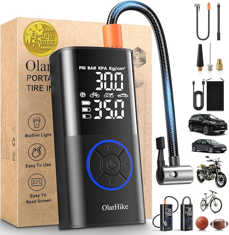 OlarHike 160PSI Portable Electric Bike Pump with Auto Stop and Digital