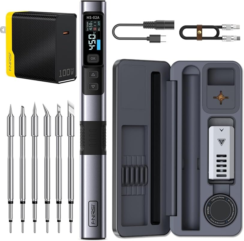 FNIRSI HS-02A Portable Corded Soldering Iron Kit: Smart, Fast Heating 
