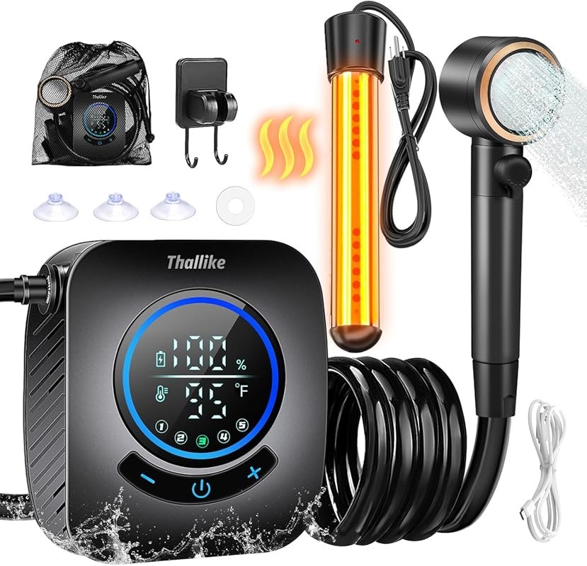 Portable Camping Shower Heater – Rechargeable Pump for Outdoor Bathing