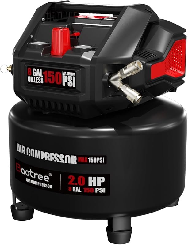 Portable 8 Gallon Oil-Free Air Compressor, 150 PSI, 2 HP for Car Repai