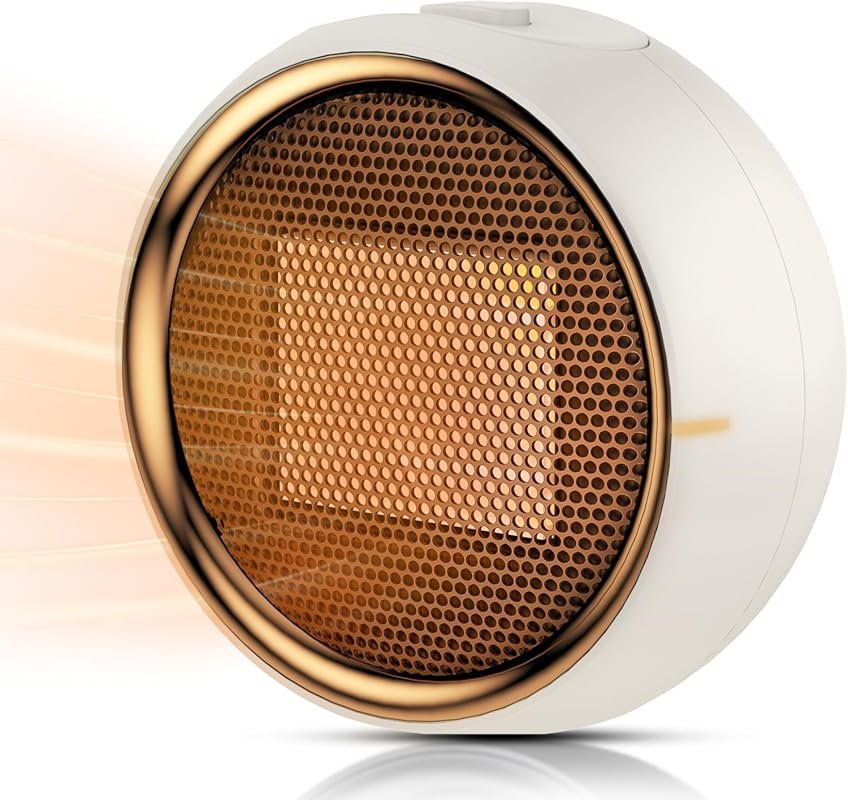 Quiet Portable Mini Desk Heater for Bathrooms with PTC Ceramic and Saf