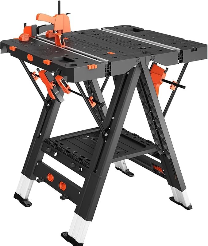 Anyyion Portable Woodworking Bench: 2-in-1 Folding Work Table and Sawh