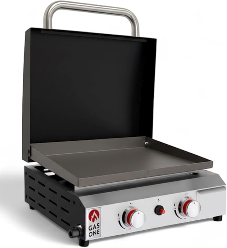 GasOne Flat Top Gas Grill with Lid – Auto Ignition Propane – Premium S