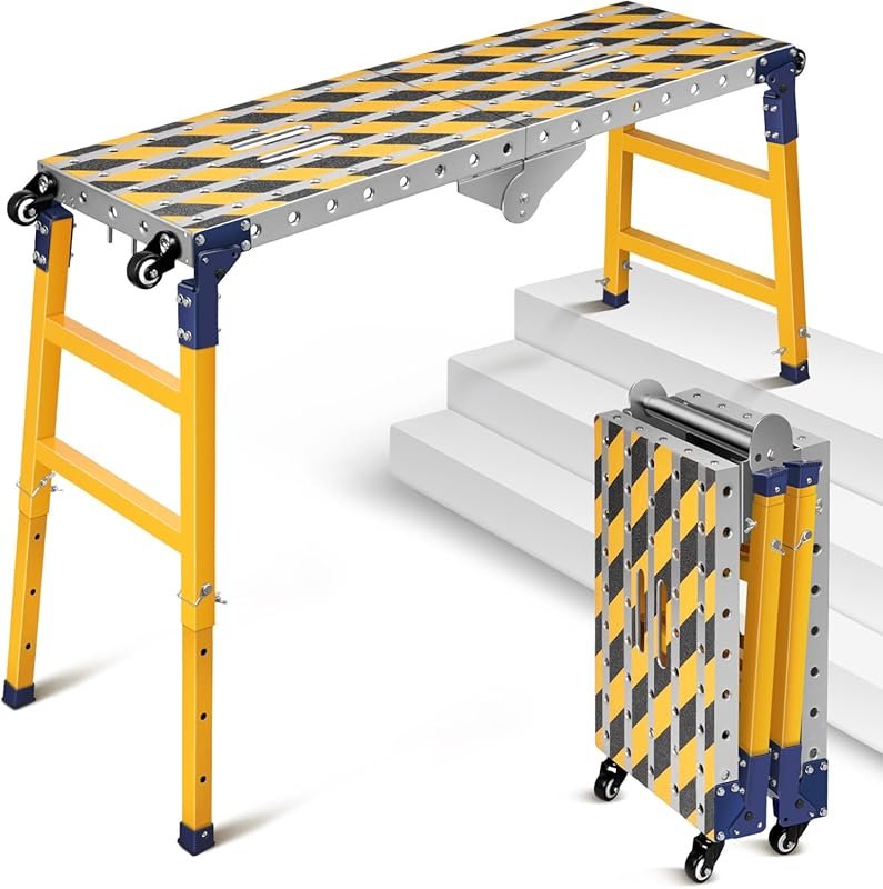 Portable Folding Steel Welding Workbench with Wheels, Height Adjustmen