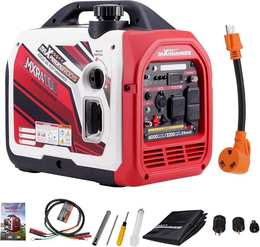 maXpeedingrods Portable 4000 Watt Inverter Generator with RV Power Ada