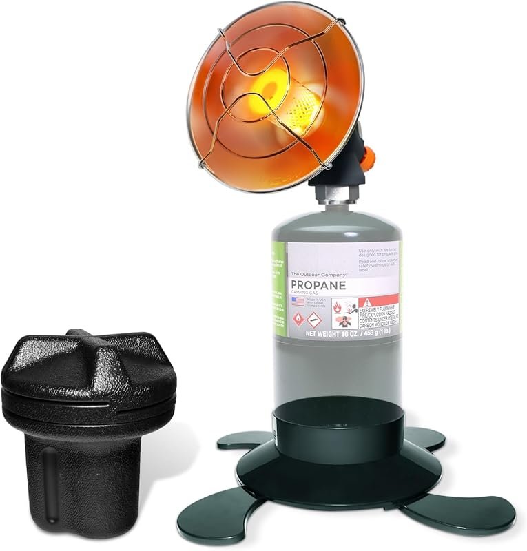 Portable Propane Camping Heater, 8500 BTU, Piezo Ignition, with Base H