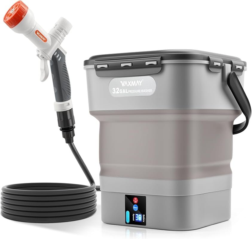 VAXMAY Foldable Electric Pressure Washer with 3.2-Gallon Tank, 250 PSI