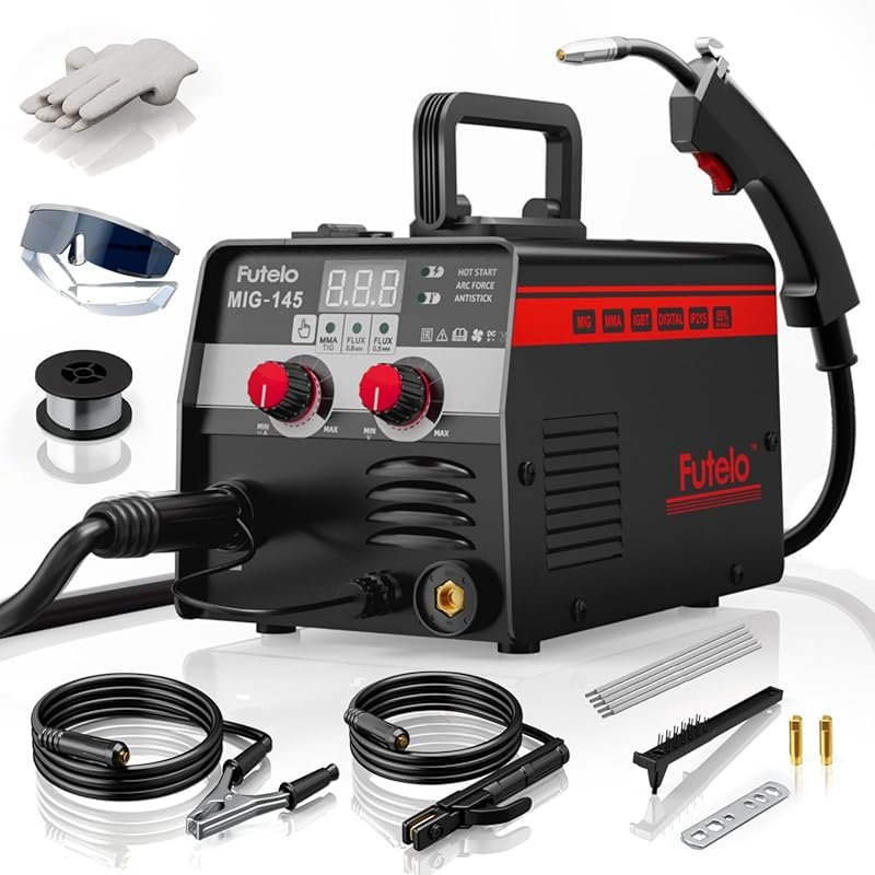 145A 3-in-1 MIG Welder: Flux Core, TIG, Stick, 110V, IGBT Inverter, Sy